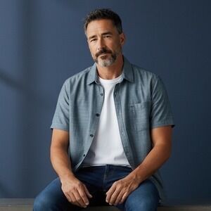 Cariloha Men's Striped Organic Cotton Button Down Shirt Gray Size 2XL